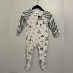 Mud Pie Farm Print Kids One Piece with Striped Sleeves